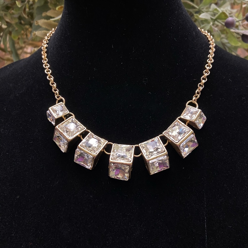 NWT, Chunky Boxed Rhinestone Necklace!